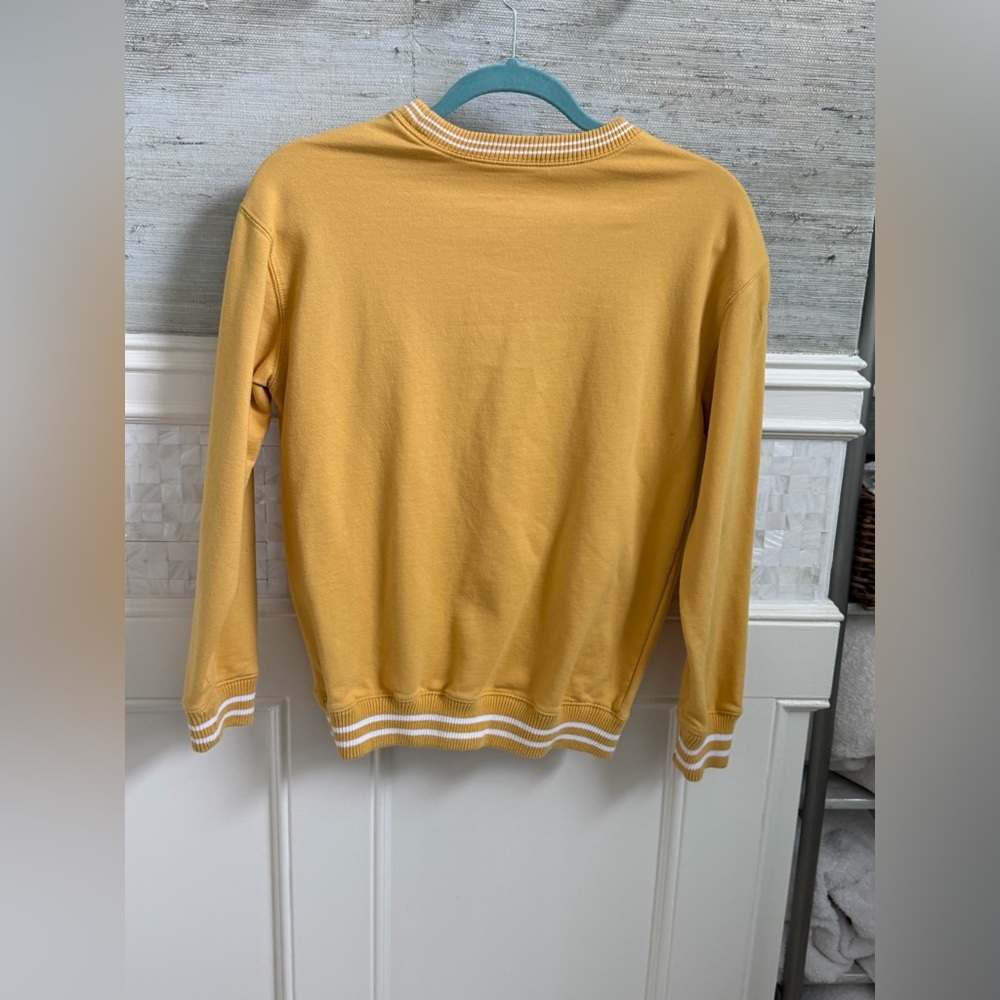XS the breakfast club Shermer High School sweatshirt top mustard yellow stripe - Picture 9 of 9